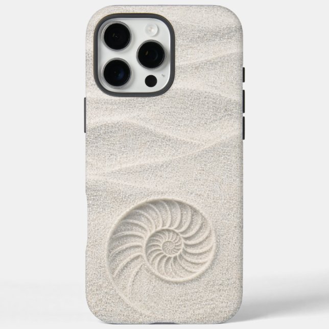 White Shimmer Sand Nautilus Shell Coastal  Case-Mate iPhone Hülle (Rückseite)