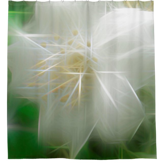 White Shiny Jasmine Duschvorhang (Vorderseite)