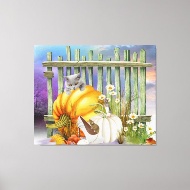 White Shoe Lost im Pumpkin Patch Collage Leinwanddruck (Vorderseite)