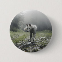 White Siberian Husky Button
