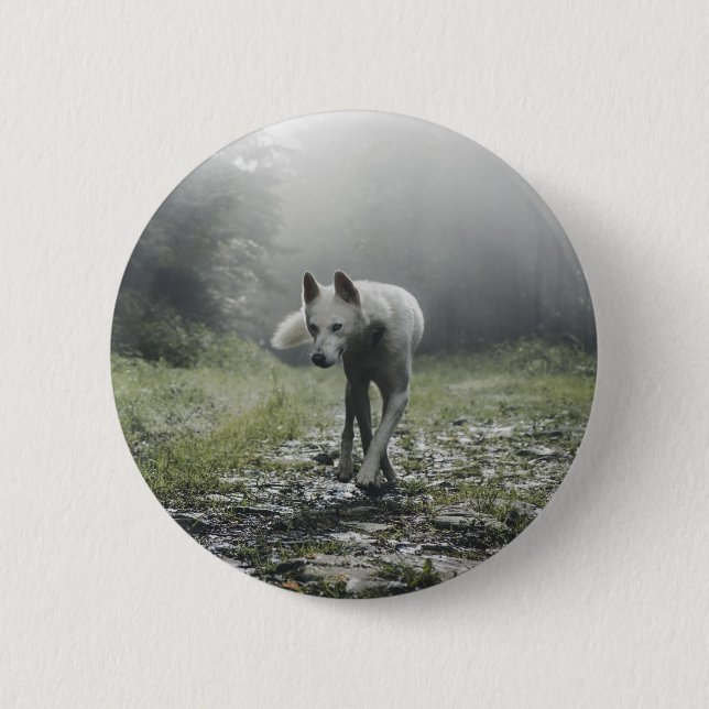 White Siberian Husky Button (Vorderseite)