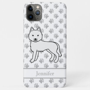 White Siberian Husky Cartoon Dog & Name Case-Mate iPhone Hülle