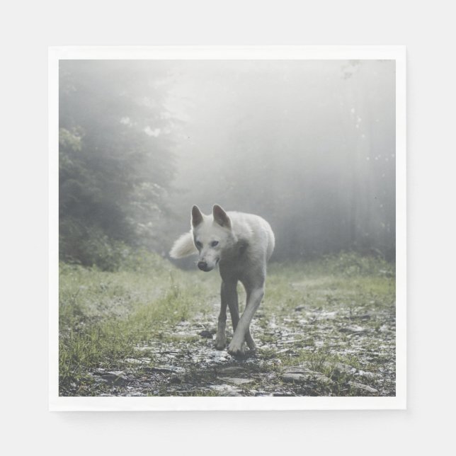 White Siberian Husky Serviette (Vorderseite)