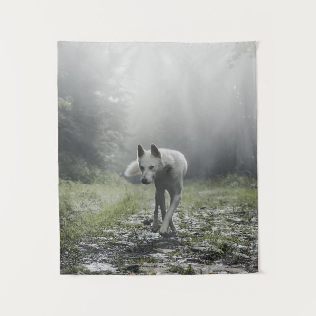 White Siberian Husky Wandteppich (Vorderseite)