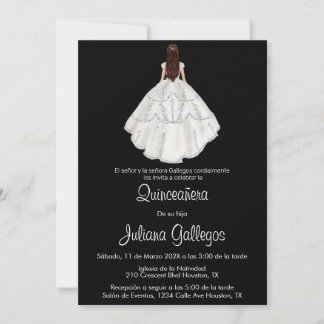White Silhouette Quinceañera Einladung