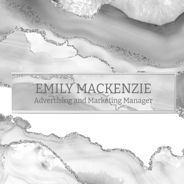 White Silver Agate Look Office Türsigne Türschild (Von Creator hochgeladen)