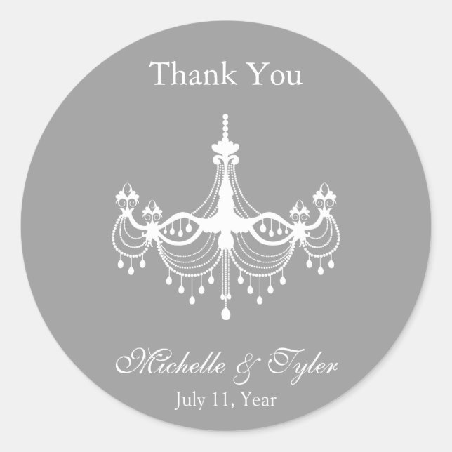 White & Silver Chandelier Gunst Sticker (Vorderseite)