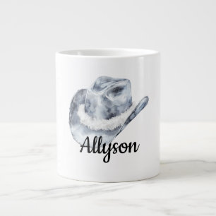 White Silver Cowgirl Hat Jumbo-Tasse