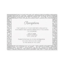 White Silver Diamond Glitzer Hochzeitsinformatione