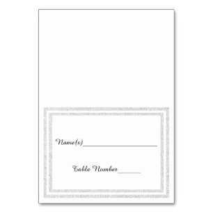 White Silver Glittered Trim - Escort Card Tischnummer