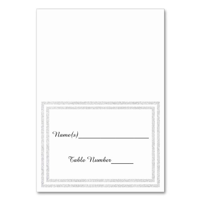 White Silver Glittered Trim - Escort Card Tischnummer (Vorderseite)