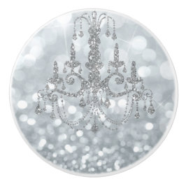 White Silver Glitzer Bokeh Glam Chandelier Sparkle Keramikknauf