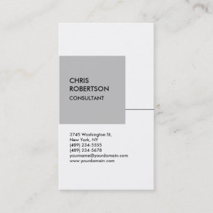 White Silver Gray Cube Vertical Chic Business Card Visitenkarte