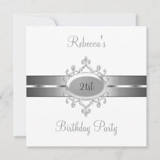 White Silver Jewel 21. Elegante Geburtstagsparty Einladung