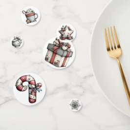 WHITE SILVER RED HOLIDAY CHRISTMAS THEME KONFETTI