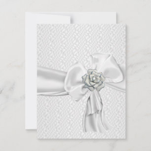 White Silver Rose Metal Jewel Ribbon Event Einladung