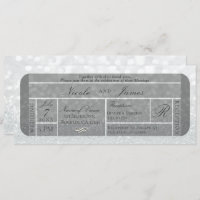 White Silver Sparkle Glitzer VIP Ticket Wedding
