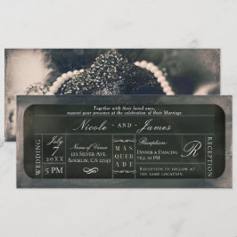 White Silver Sparkle Glitzer VIP Ticket Wedding Einladung
