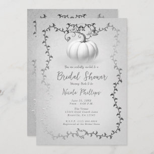 White Silver Storybook White Pumpkin Brautparty Einladung