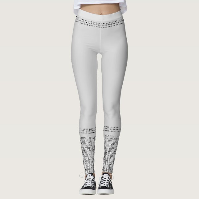 White Silver Zebra Wild Animal Print Exotic Glam Leggings (Vorderseite)