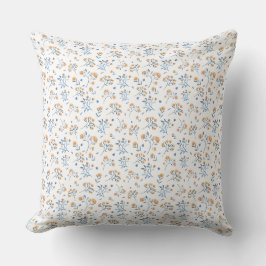 White Simple Boho Wildblume Pattern Kissen