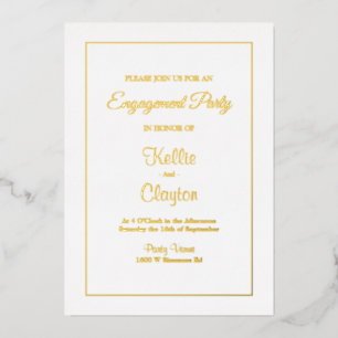 White Simple Gerahmte Engagement Party Folieneinladung