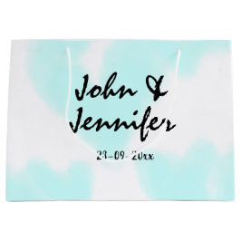 white simple minimal text style wedding blue heart große geschenktüte