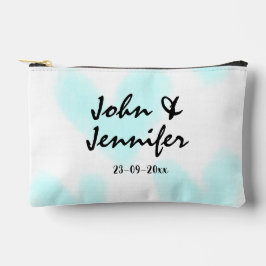 white simple minimal text style wedding blue heart zubehörtasche