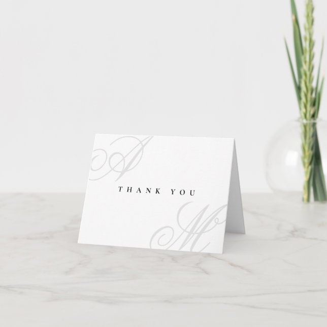White Simple Minimal Wedding Vielen Dank Dankeskarte (Vorderseite)