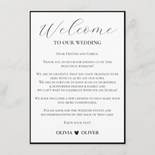 White simple minimalist Hochzeitswochenende Begleitkarte