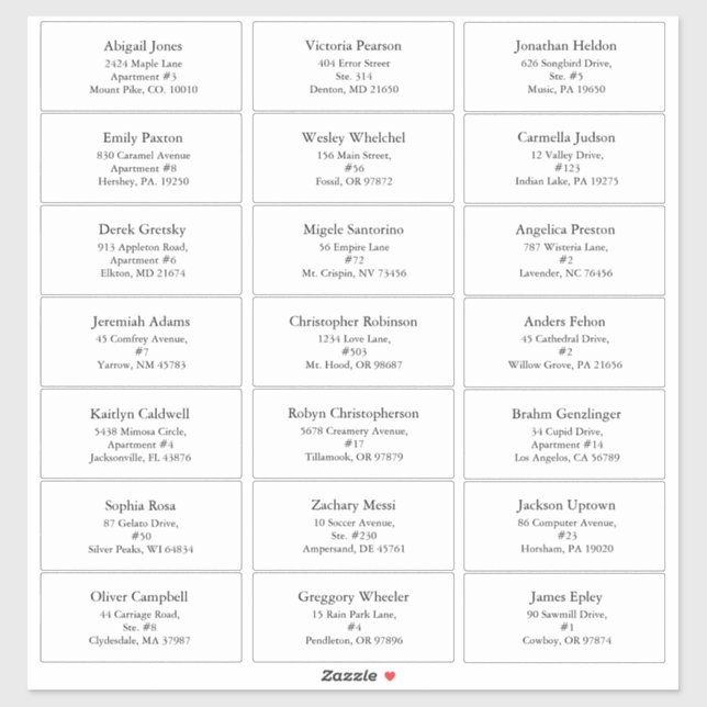 White Simple Modern Christmas Guest Address Aufkleber (Blatt)