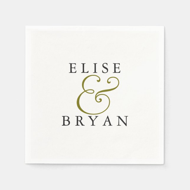 White Simple Modern Elegante Wedding Napkin Serviette (Vorderseite)