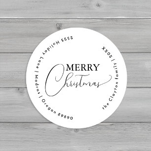 White Simple Modern Frohe Weihnachts-Umschlag Aufk Runder Aufkleber