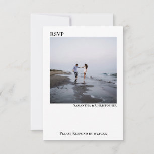 White Simple Modern Minimalistisch Foto Wedding RSVP Karte