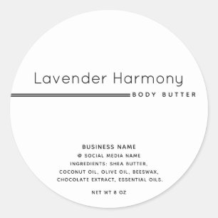 White Simple moderne Luxus Typografie Produkt Runder Aufkleber