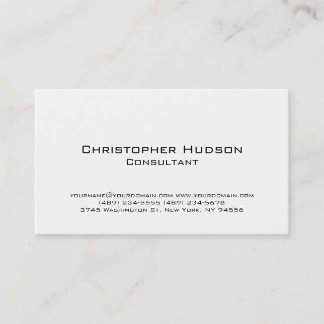 White Simple Schlicht Consultant Business Card Visitenkarte (Vorderseite)