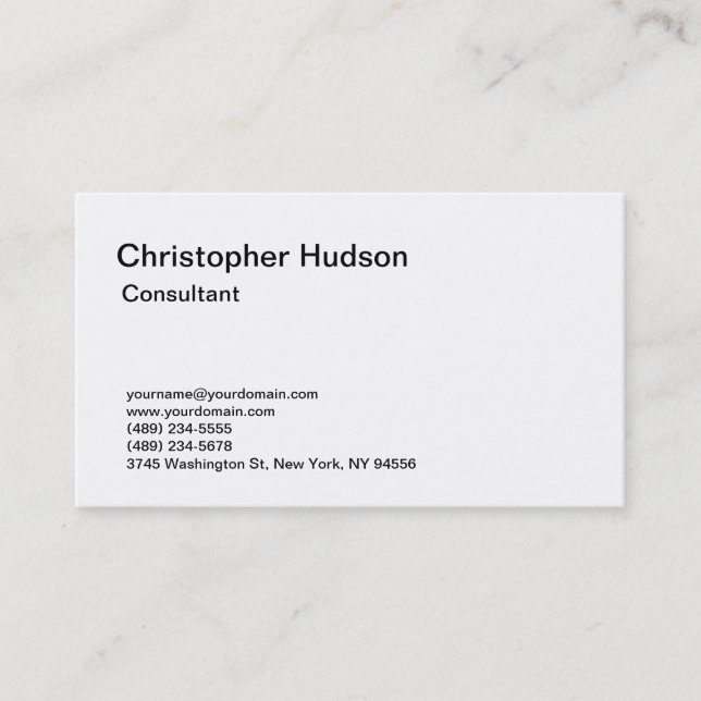 White Simple Schlicht Consultant Business Card Visitenkarte (Vorderseite)