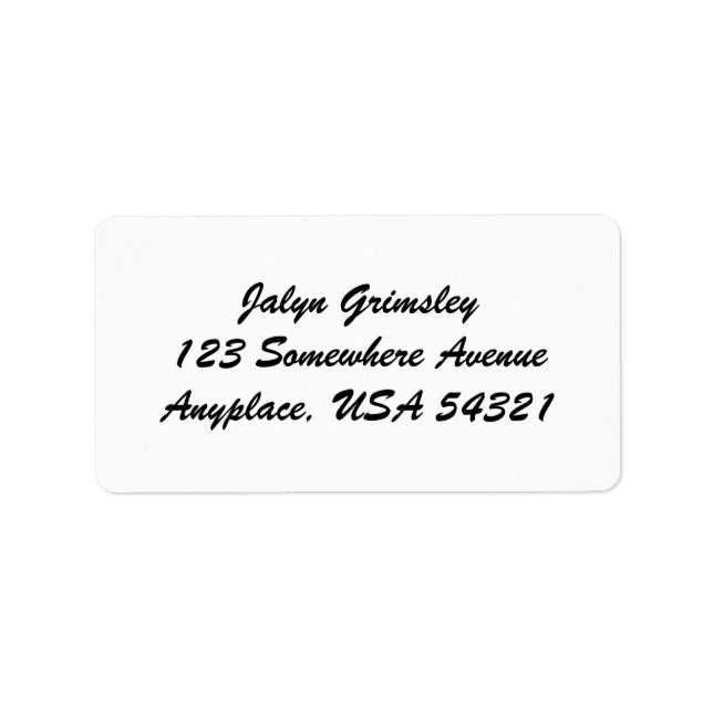 White Simple Schlicht Cursive Address Labels Adressaufkleber (Vorne)