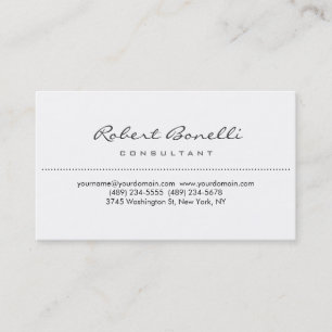 White Simple Script Consultant Business Card Visitenkarte