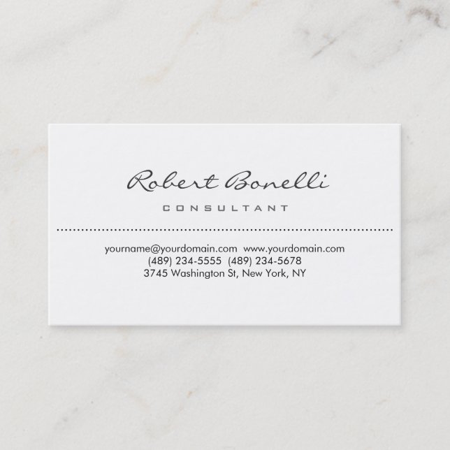 White Simple Script Consultant Business Card Visitenkarte (Vorderseite)
