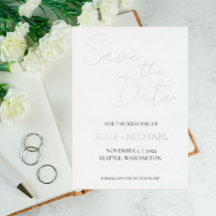 White Simple Style Wedding Save the Date