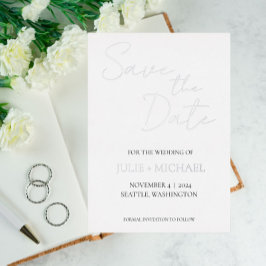 White Simple Style Wedding Save the Date Folieneinladung