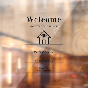 White Simple Welcome Zuhause Wifi Metal Fensteraufkleber