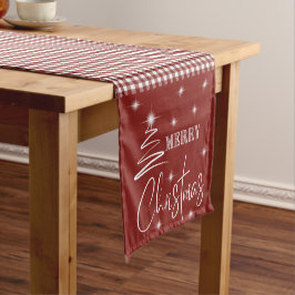 White Simplistic Frohe Weihnachtsbaum Kurzer Tischläufer