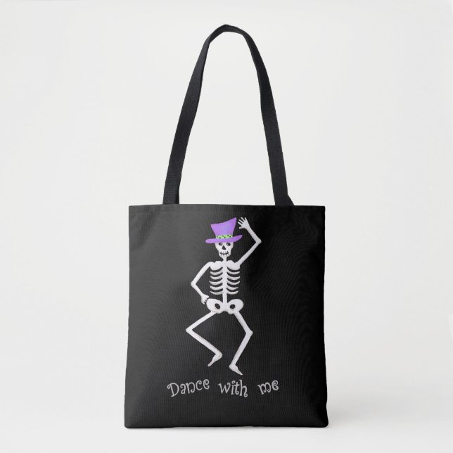 White Skeletts Knochen Tanz Halloween Black (Vorderseite)