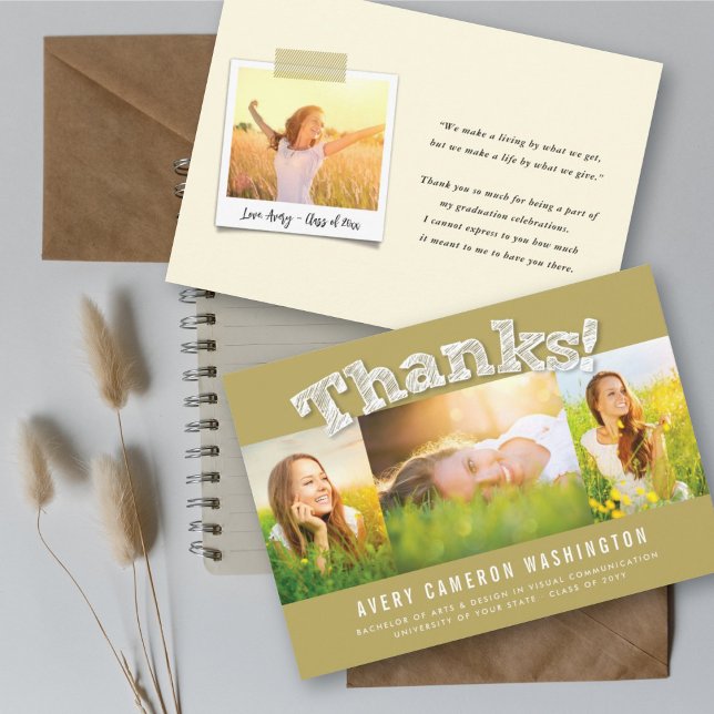 White Sketch dank 3 Foto Moderner Abschluss Ankündigung (Von Creator hochgeladen)