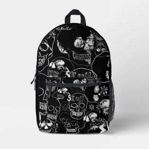White Sketchbook Skulls Bedruckter Rucksack