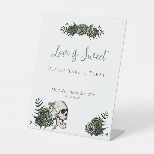 White Skull Rose Irish Brautparty Favoriten Signie Sockelschild (Vorderseite)