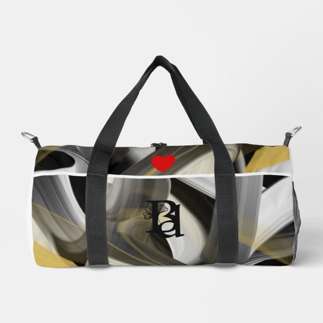White Small Duffel Bag Trend Abstrakt Black Gold Duffle Bag (Vorderseite)