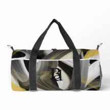 White Small Duffel Bag Trend Abstrakt Black Gold